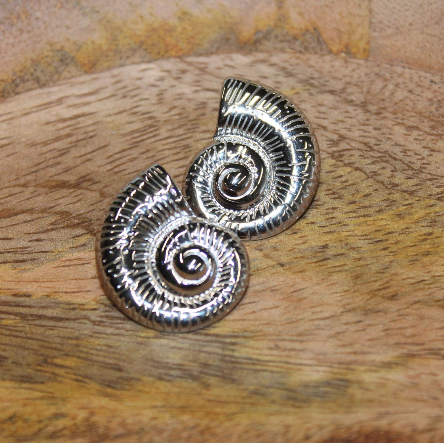 Boucles d&#39;oreilles &quot;fossile&quot; en acier