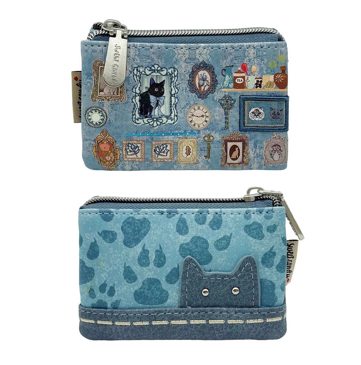 Porte-monnaie Little Kat à 3 soufflet -Bleu