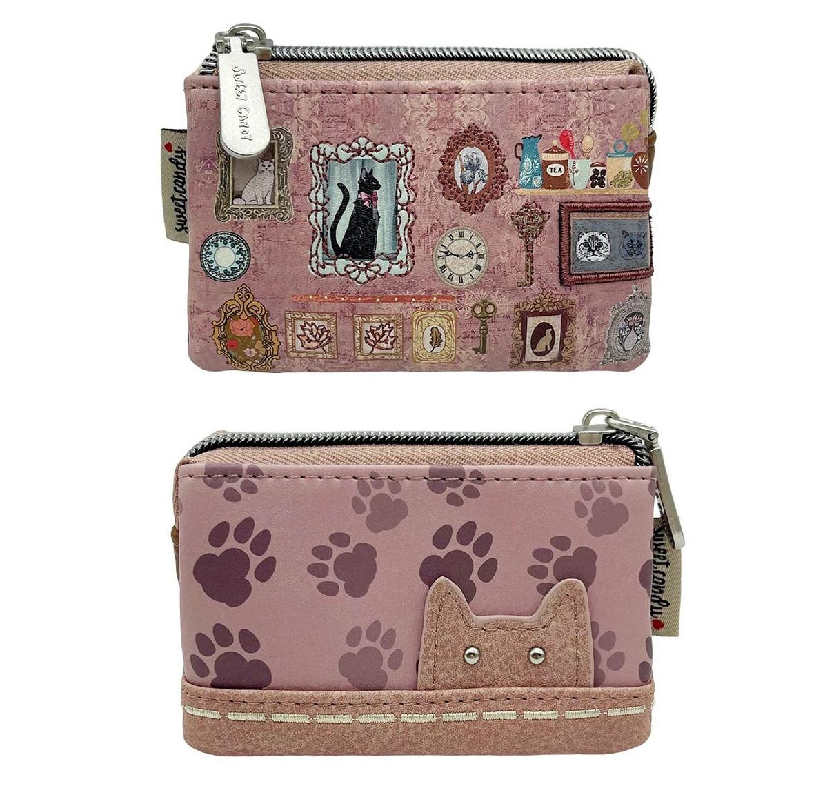 Porte-monnaie Little Kat à 3 soufflet -Rose Pâle