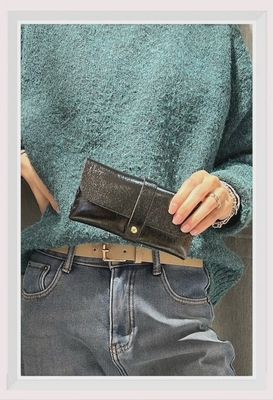Etuie à lunette en cuir noir irisé