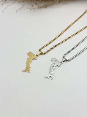 Collier en acier doré avec pendentif carte Italie pour homme