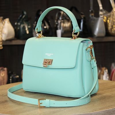 Sac en similicuir bleu menthe