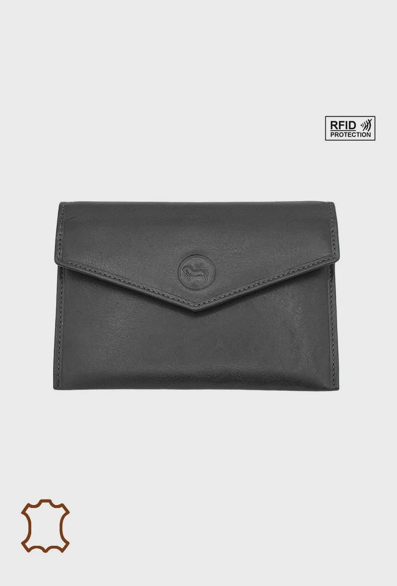 Porte papier enveloppe en cuir noir