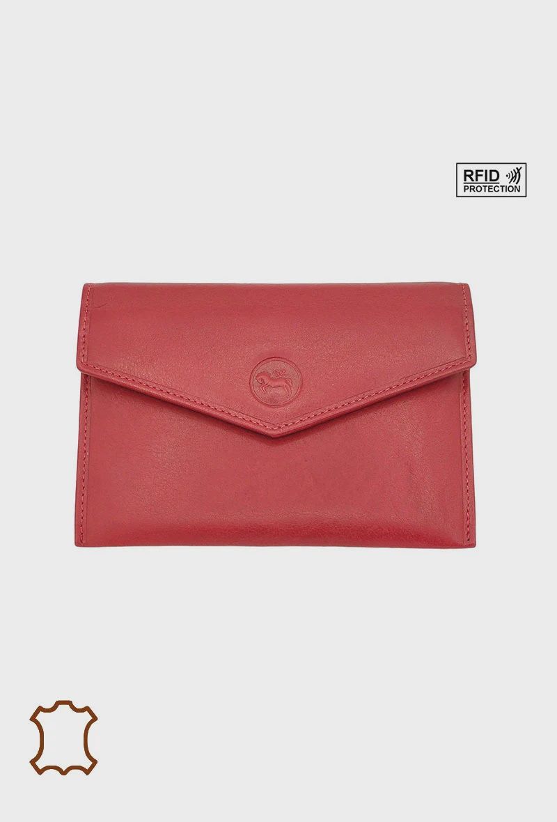 Porte papier enveloppe en cuir rouge