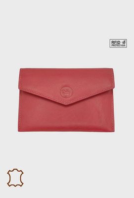 Porte papier enveloppe en cuir rouge