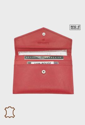 Porte papier enveloppe en cuir rouge