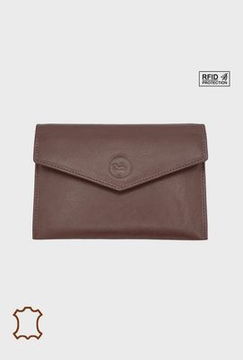 Porte papier enveloppe en cuir marron