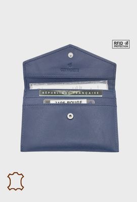 Porte papier enveloppe en cuir bleu marine