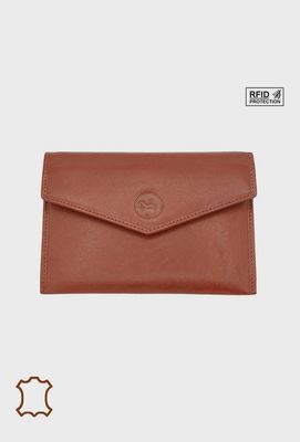 Porte papier enveloppe en cuir cognac