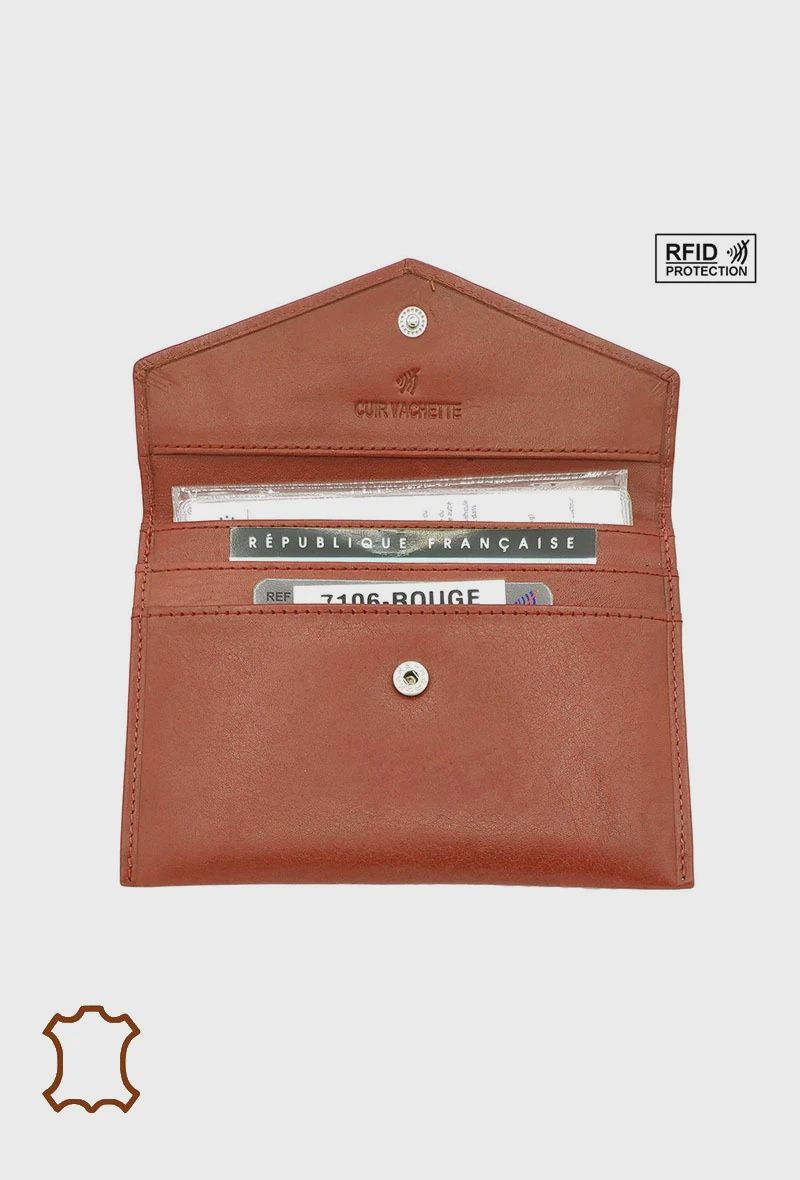 Porte papier enveloppe en cuir cognac