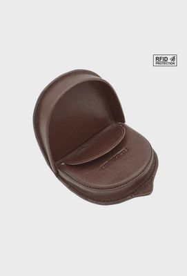 Porte-monnaie cuvette en cuir marron