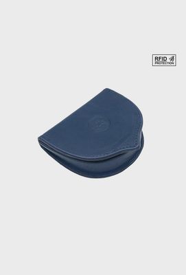 Porte-monnaie cuvette en cuir bleu marine