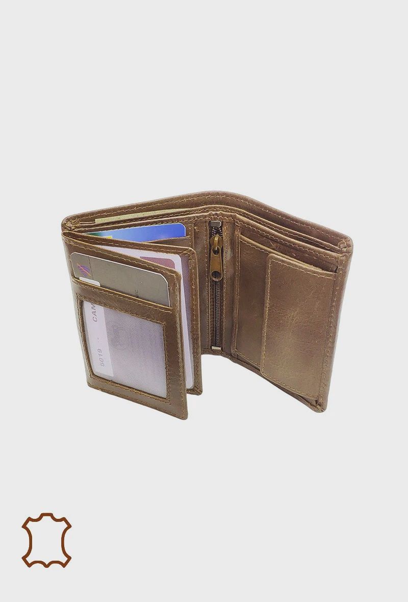 Petit portefeuille homme en cuir marron