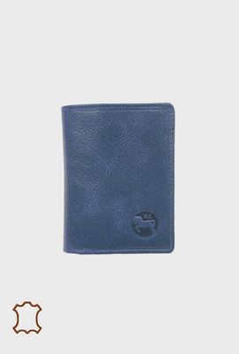 Petit portefeuille homme en cuir bleu marine