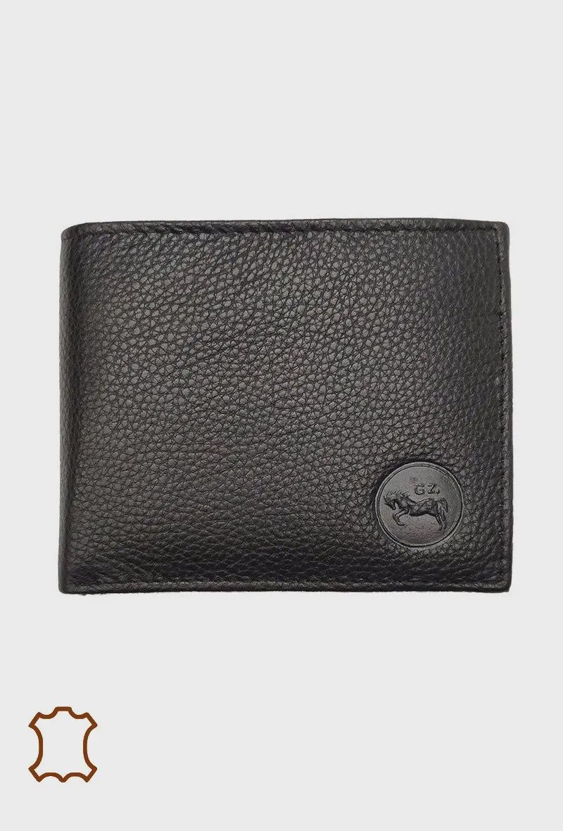 Portefeuille en cuir grainé noir