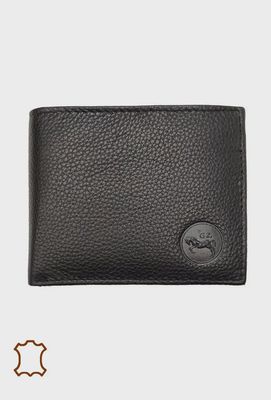 Portefeuille en cuir grainé noir