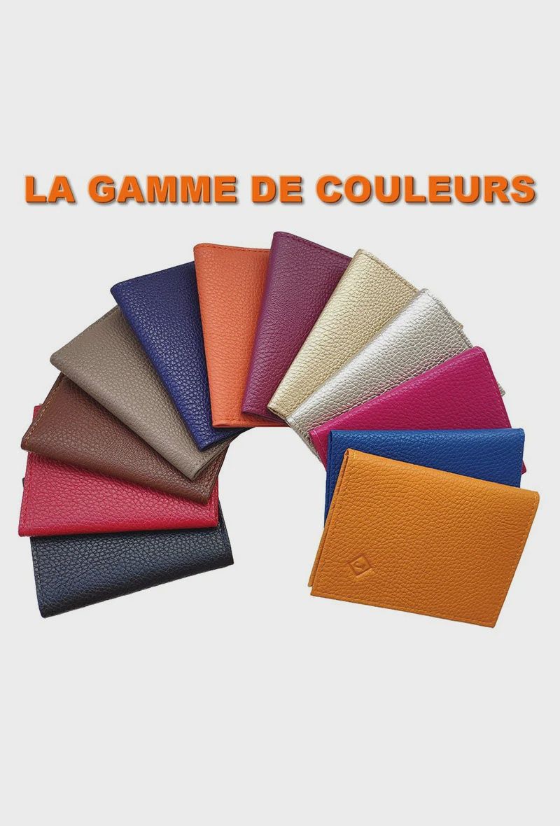 Porte-carte en croûte cuir noir