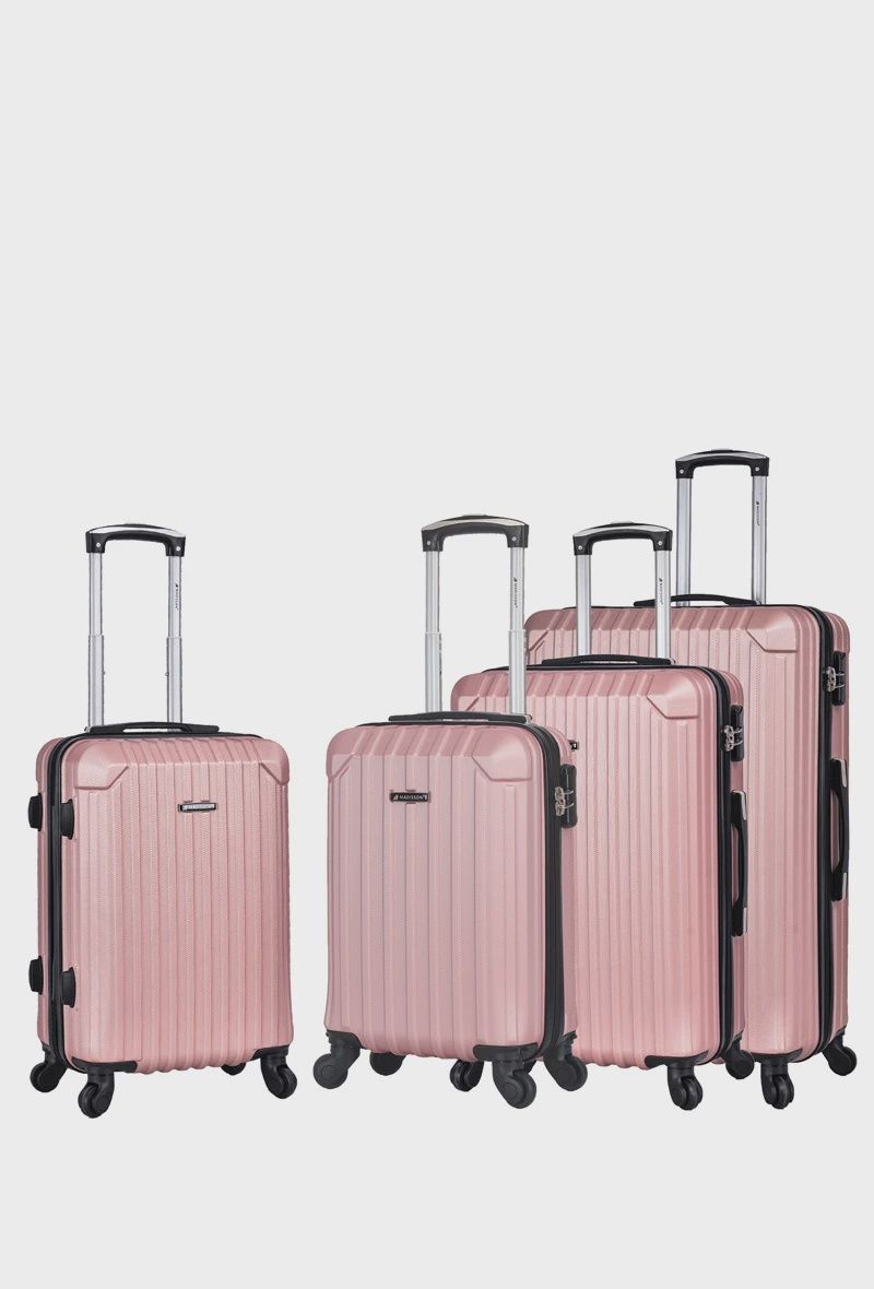 Set de 4 valises en ABS rose clair métallisé