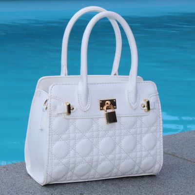 Sac surpiqué en similicuir blanc