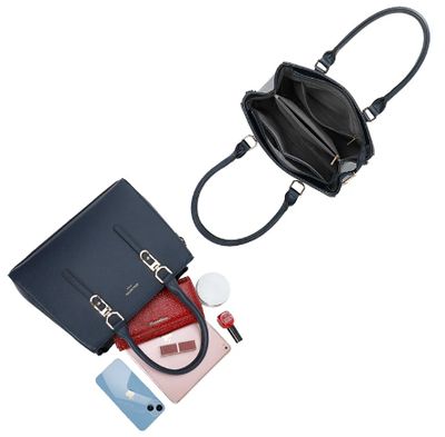 Sac à main en similicuir bleu marine