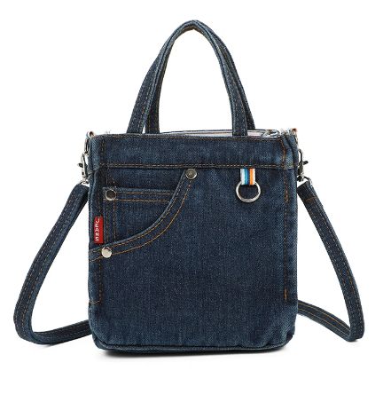 Petit sac cabas à bandoulière en jeans bleu