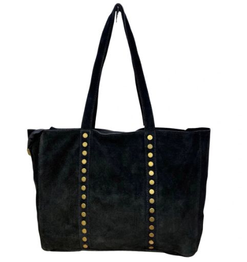 sac cabas en cuir suédé noir