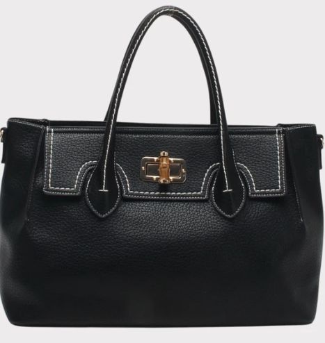Grand sac A4 en similicuir noir