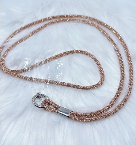 Bandoulière en strass champagne pour téléphone