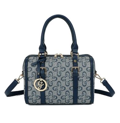 Sac à main bleu marine à imprimés