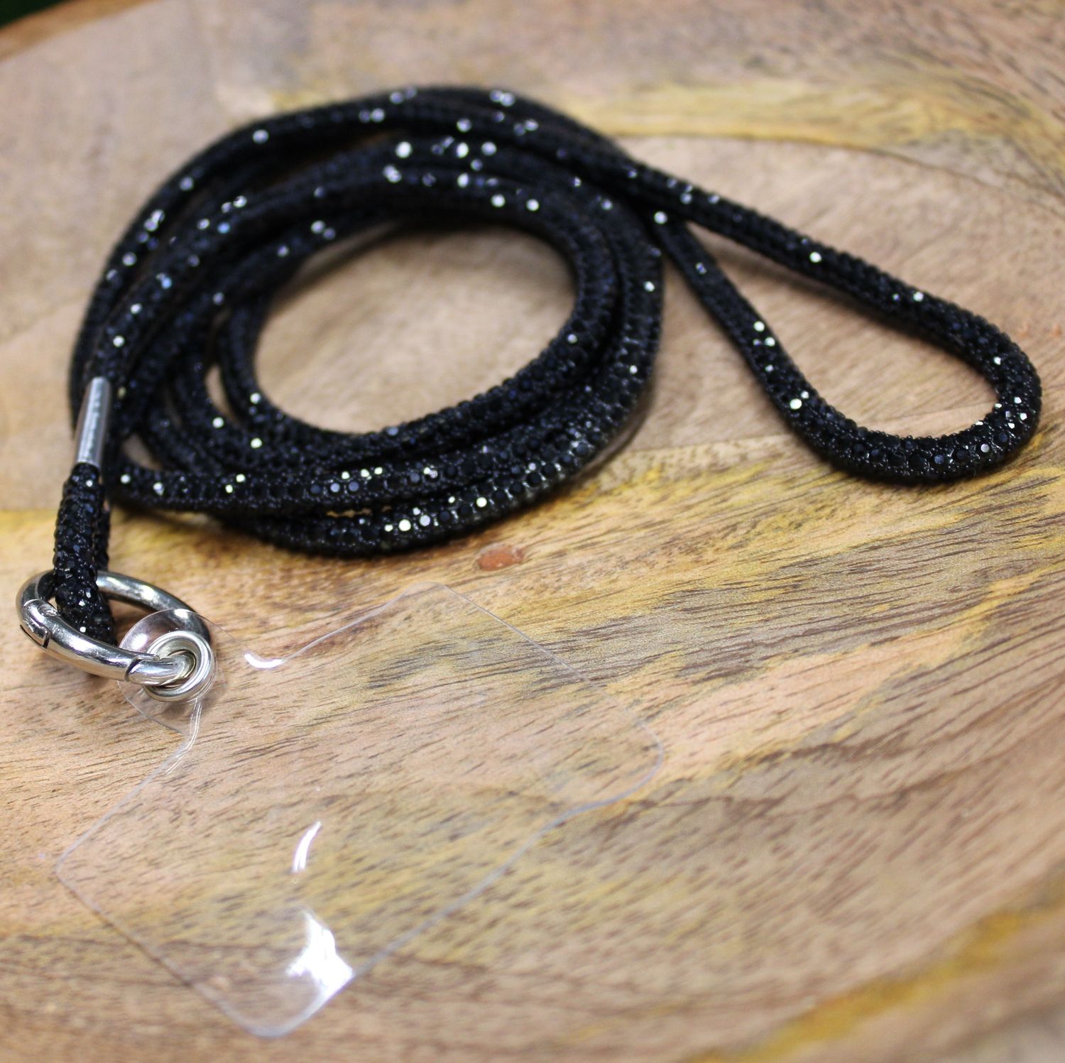 Bandoulière en strass noir pour telephone