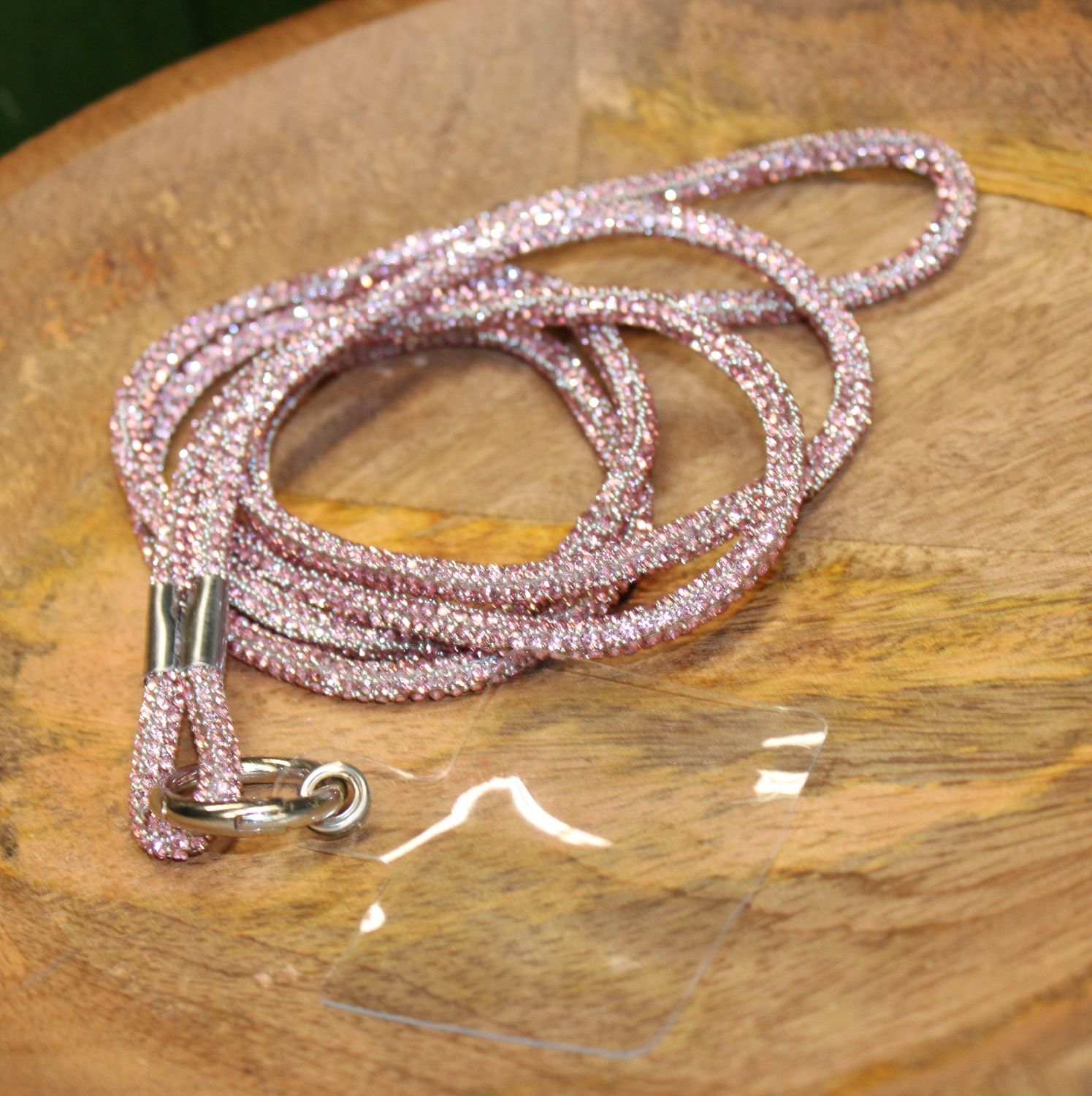 Bandoulière en strass rose pour telephone
