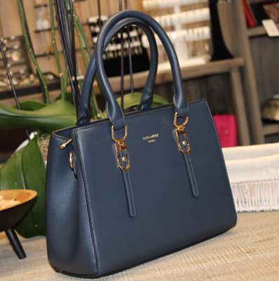 Sac à main en similicuir bleu marine