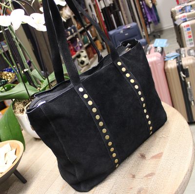 sac cabas en cuir suédé noir