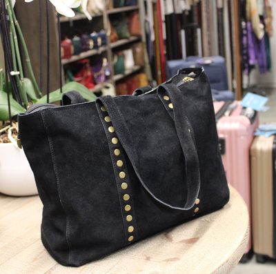 sac cabas en cuir suédé noir