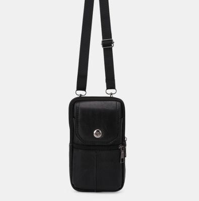 Petite sacoche homme en cuir noir