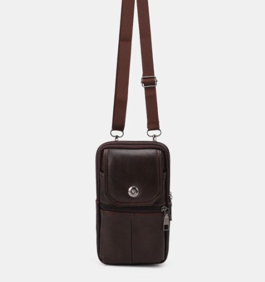 Petite sacoche homme en cuir marron