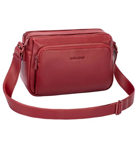 Sac multipoches en similicuir bordeaux