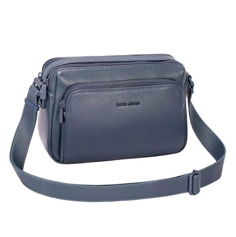 Sac multipoches en similicuir bleu foncé
