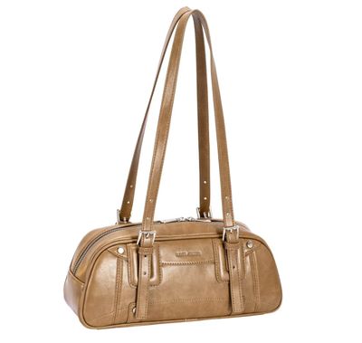 Sac polochon en cuir synthétique camel