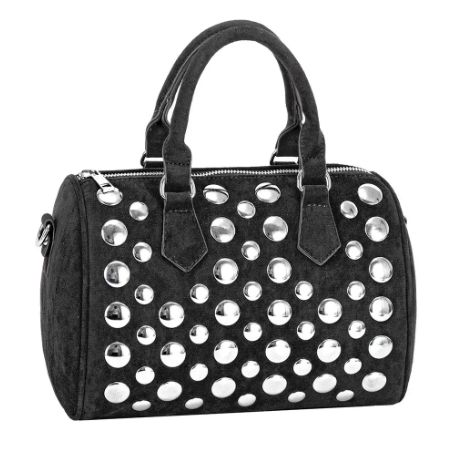 Sac polochon effet velours noir avec clous argentés