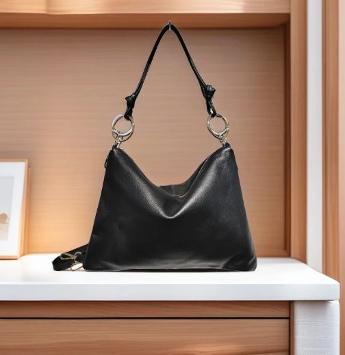 .Sac en cuir grainé noir