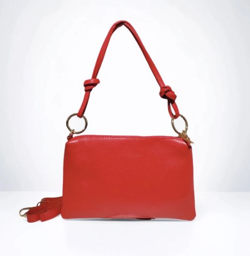 Sac en cuir grainé rouge