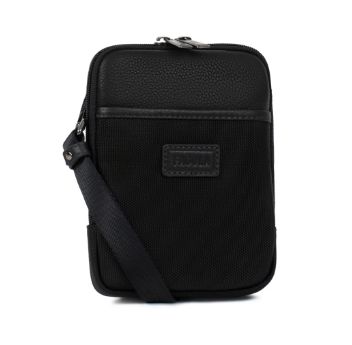 Sac homme en nylon et cuir noir