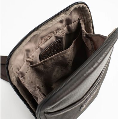 Sac homme en nylon et cuir marron
