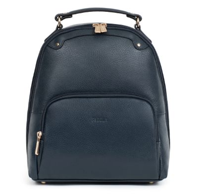 Sac à dos en cuir de vachette bleu marine