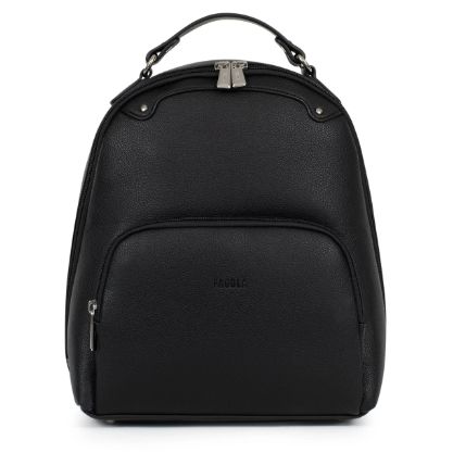Sac à dos en similicuir noir.
