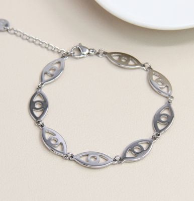 Bracelet œil grosse mailles en acier inoxydable