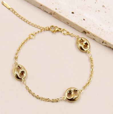Bracelet grains de café en acier inoxydable doré