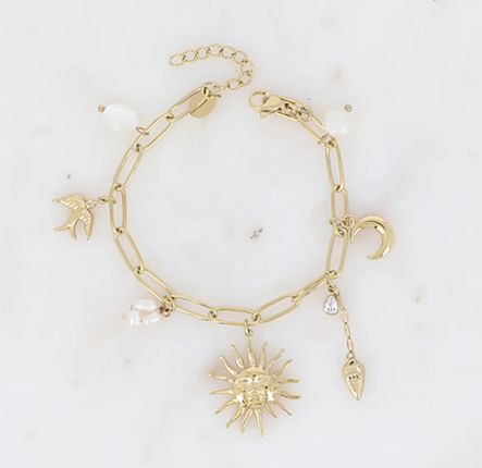 Bracelet à breloques en acier inoxydable doré
