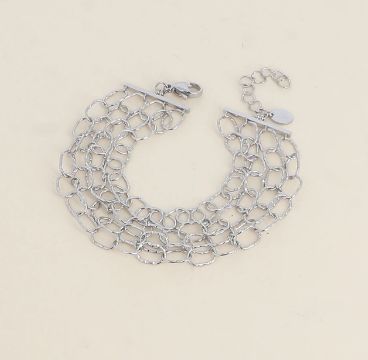Bracelet en acier 4 rangs de maillons ovales striés
